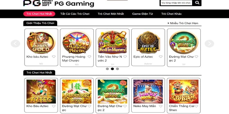 Sảnh game có nhiều tựa game hot nổi tiếng